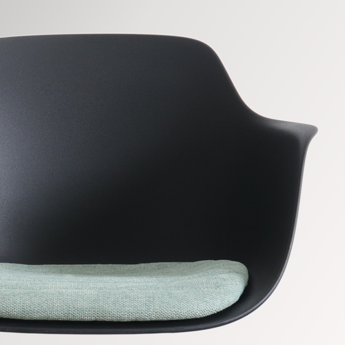 Nolon Nino-Liz Barkruk Zwart - Zachtgroen Kussen - Zwart Frame - 65 cm