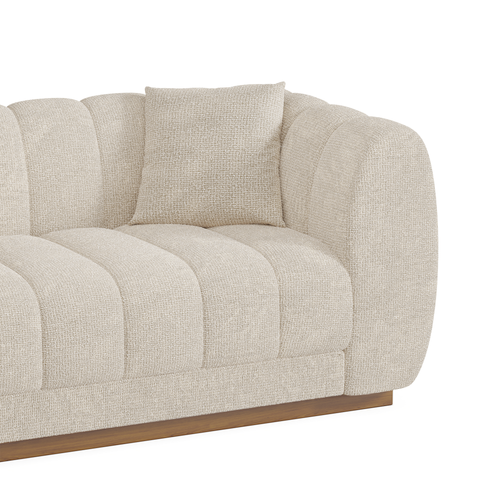 Sia Home - 3-zitsbanken CHARLES - Fluweel weefsel - Crème - 88cm