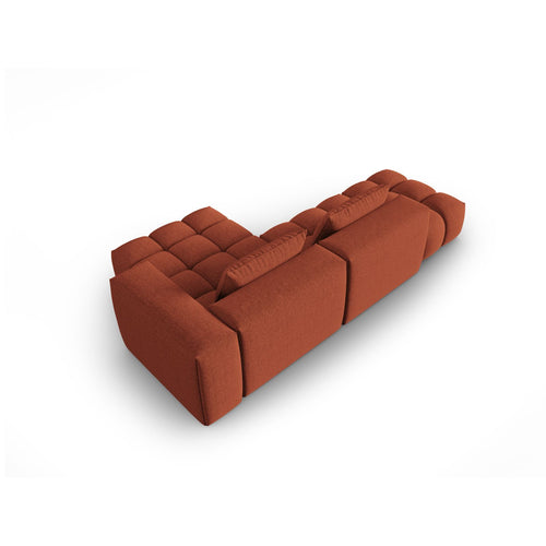 Cosmopolitan Design - Modulaire hoekbank rechts Verona 4-zits, structurele stof koraal - 145x265x70cm