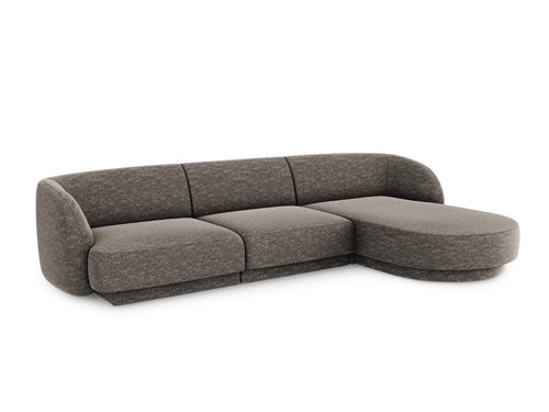 Micadoni rechter hoekbank Miley 4-zits, chenille, grijs - 156x255x70cm