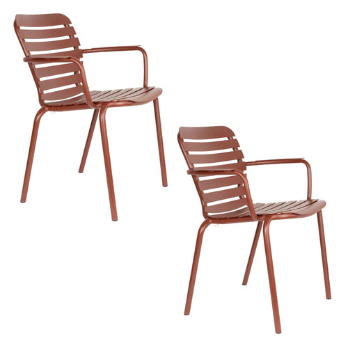 Zuiver Vondel Tuinstoel met Armleuning Rood - set van 2