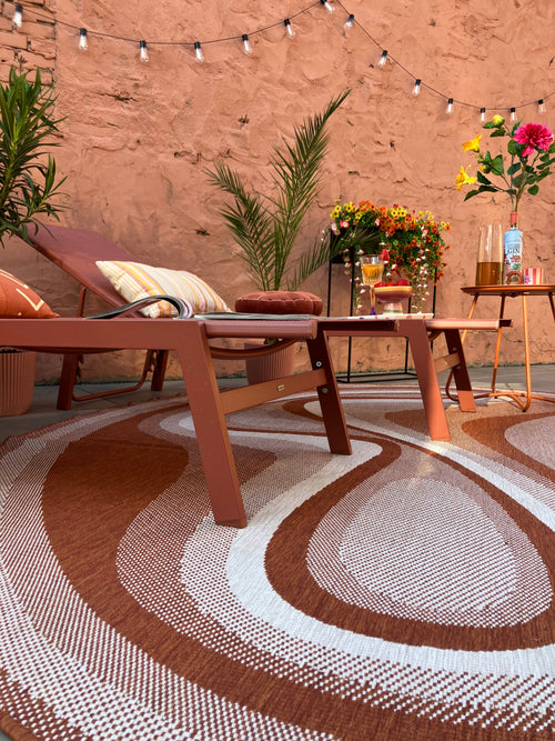 Interieur05 Organisch gevormd buitenkleed Loop Stone Roest - 200 x 290 cm
