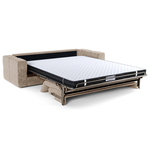 Premium Interiors - Snel uitklapbare slaapbank VIBE - gewaafd fluweel beige 206cm