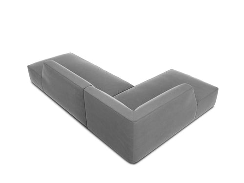 Micadoni linker hoekbank Ruby 4-zits, flueel, grijs - 180x273x69cm