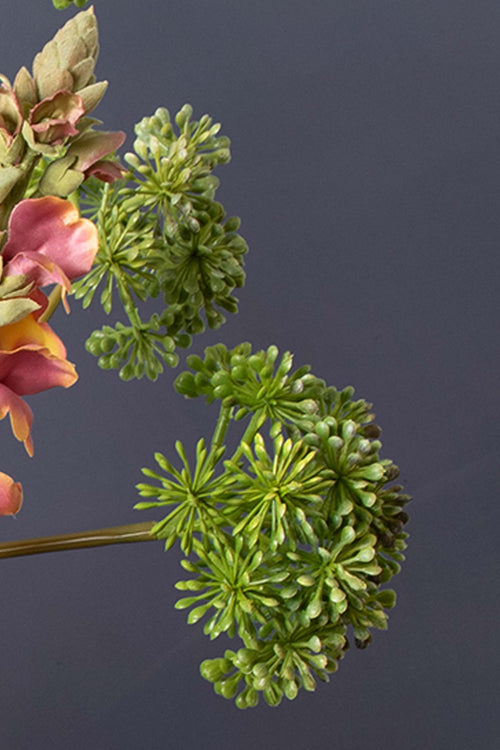 Madame Fleurie Hygge Mossgreen Boeket inclusief Vaas – Luxe Zijden bloemen in Warme Koraaltinten - 22cm x 27cm