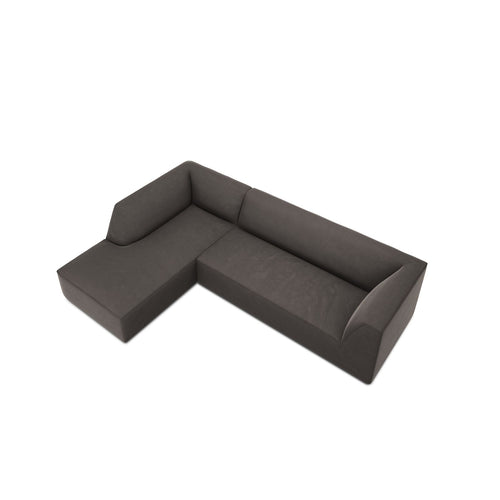 Cosmopolitan Design - Modulaire hoekbank links Siena 4-zits, flueel donkergrijs - 180x273x69cm
