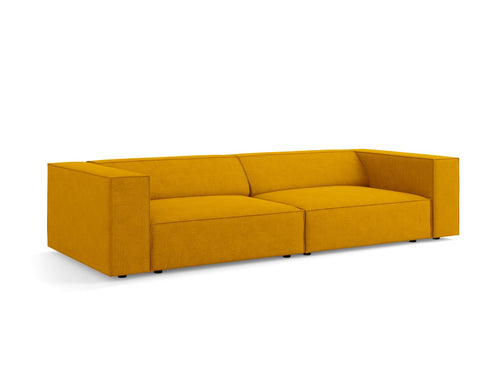 Cosmopolitan Design Bank Arendal 4-zits, chenille met ribbeleffect, mosterd - 102x244x70cm