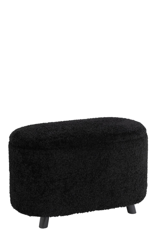 J-Line poef Opslag Teddy - polyester - zwart