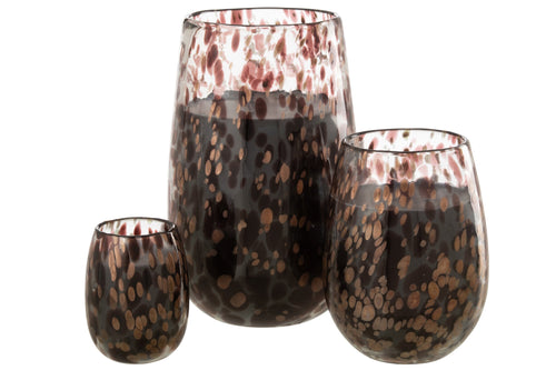J-Line geurkaars Mia - Leather & Leaves - glas - zwart/mix - large - 230U