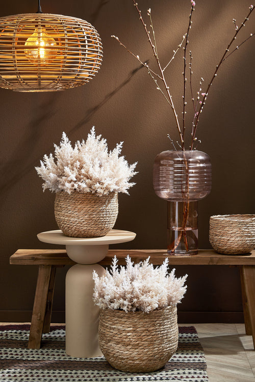 Mica Decorations Jorck Plantenmand - Set van 3 - H24 x Ø26 cm - Zeegras - Lichtbruin - vtwonen shop