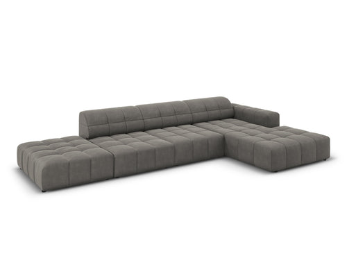 Cosmopolitan Design rechter hoekbank Chicago 5-zits, flueel lichtgrijs - 167x348x78cm