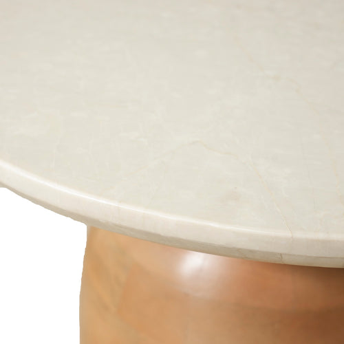 DÉJA Living Eettafel Miro Rond - Marmer/Hout - Naturel - 60x60x38cm