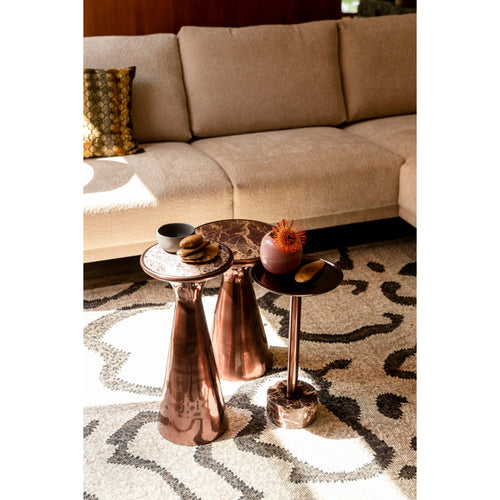 Dutchbone Pose Bijzettafel Rond 25 cm Metaal/ Marmer Bruin - vtwonen shop