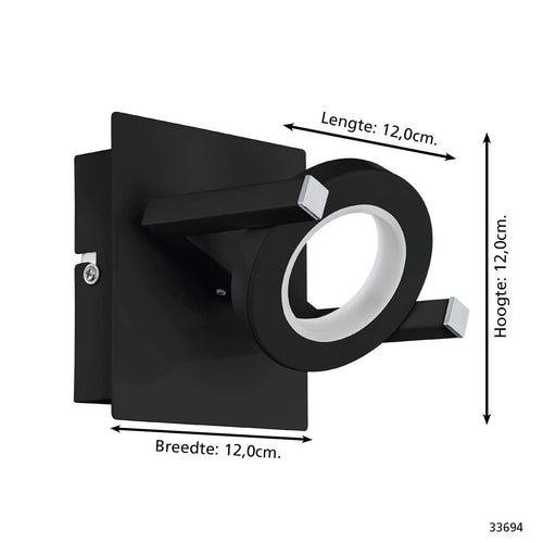 EGLO opbouwspot Trastanello - led - 1 lichts - zwart - vtwonen shop