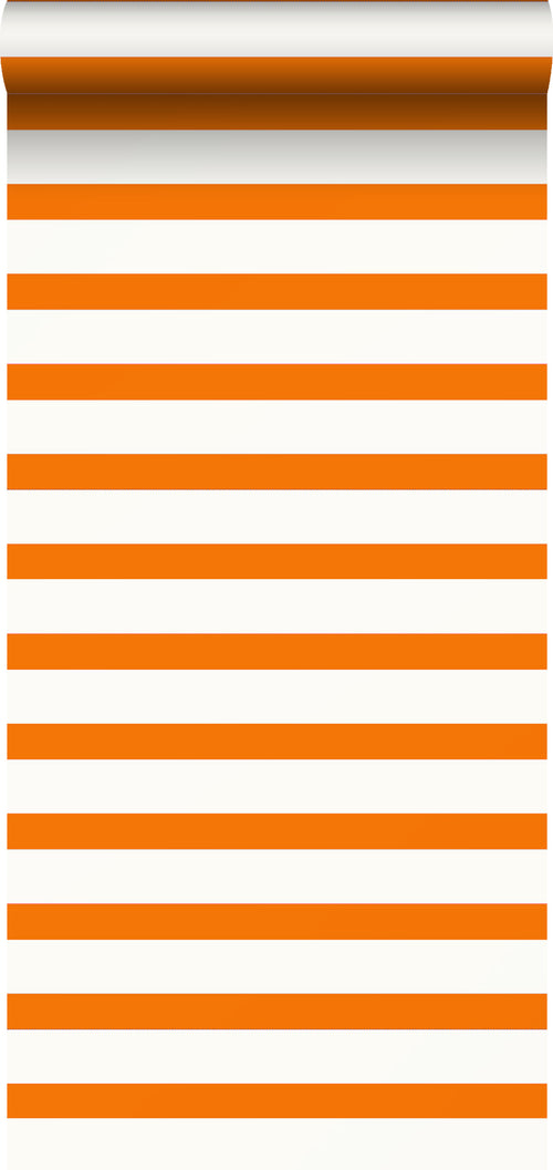 ESTAhome behang strepen oranje en wit - 53 cm x 10,05 m - 115872 - vtwonen shop