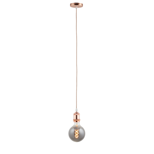 Lighto | Pendel Rosé Goud | Inclusief Lichtbron Rookglas | Vintage | 1.5m Snoer | Met Plafondkap - vtwonen shop