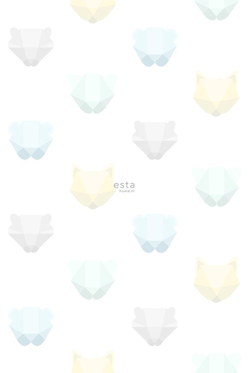 ESTAhome fotobehang dierenkoppen mintgroen, blauw en grijs - 200 x 279 cm - 158856 - vtwonen shop