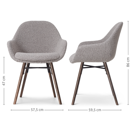 Nolon Nena-Mae Eetkamerstoelen Set van 2 - Bouclé Taupe - Walnoot - vtwonen shop