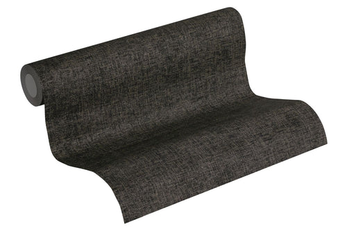 Livingwalls behang linnenstructuur zwart en goud - 53 cm x 10.05 m - AS-374314 - vtwonen shop