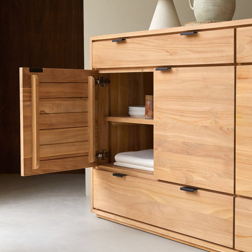 Tikamoon Massief teakhouten buffetkast 200 cm - Naturel