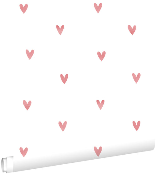 ESTAhome behang hartjes wit en roze - 50 x 900 cm - 131630 - vtwonen shop