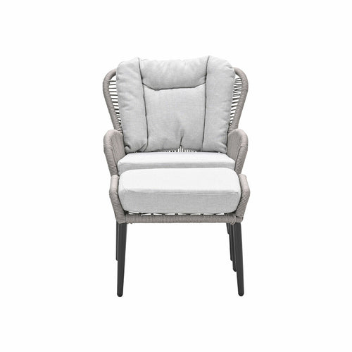 Garden Impressions loungestoel Bentong taupe incl voetenbank