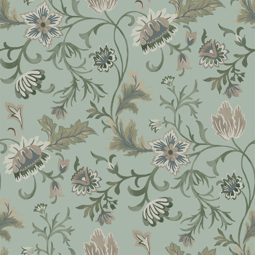 ESTAhome behang vintage bloemen celadon groen - 53 cm x 10.05 m - 139413