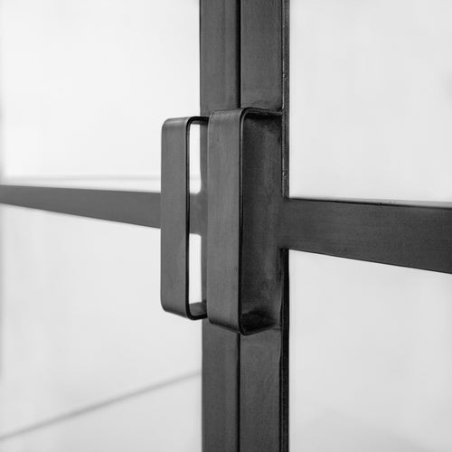 Giga Meubel Vitrinekast Lott - Zwart/Wit Metaal Glas - 150x50x230cm