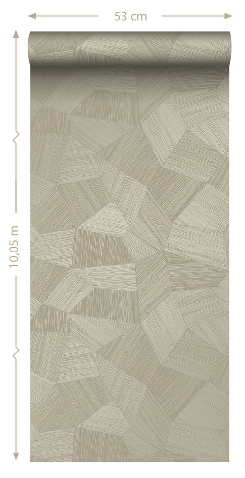 Origin Wallcoverings eco-texture vliesbehang grafisch 3D motief zand beige - 0.53 x 10.05 m - 347819 - vtwonen shop