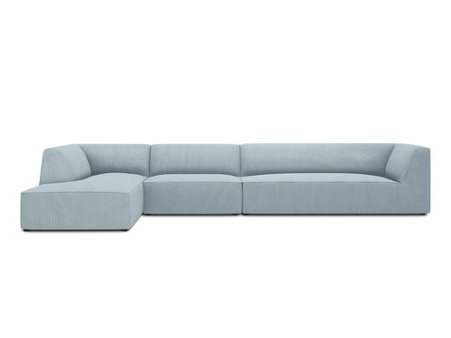Micadoni linker hoekbank Ruby 5-zits, ribfluwelen, lichtblauw - 180x366x69cm