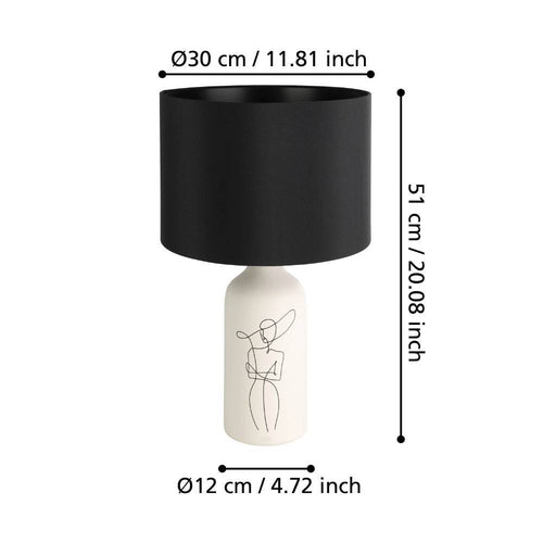 EGLO tafellamp Vinoza - e27 - keramiek/stof - wit/zwart - vtwonen shop