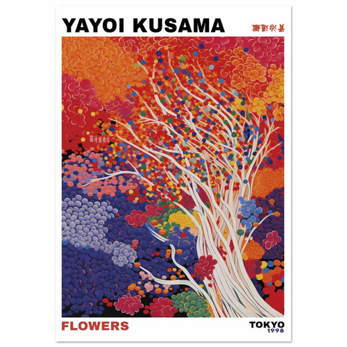Artfulprints Poster met Lijst Yayoi Kusama - Artistic tree   - 70x100 cm - Meerkleurig