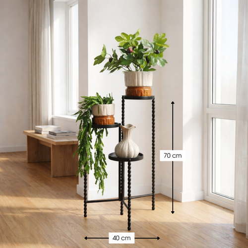 Mica Decorations Salvo Plantenrek - Plantenstandaard voor Kamerplanten - Plantentafeltje voor Binnen - Plantenonderzetter met Drie Plateaus - 40 x 40