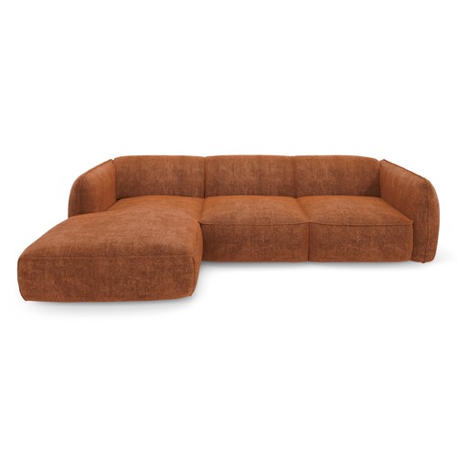 Sia Home - Hoekbanken links LIVIA - Fluweel weefsel - Terracotta - 272cm