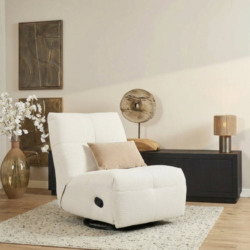 StarFurn Fauteuil Lazy - Naturel Stof - Draaibaar & Relaxfunctie