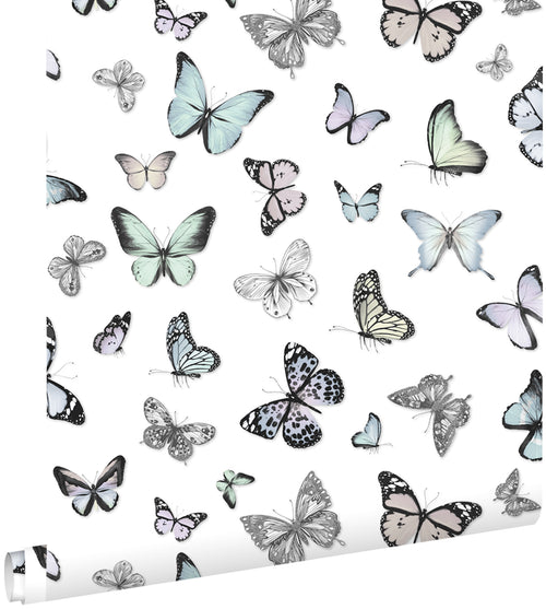 ESTAhome behang vlinders mintgroen en pastel paars - 53 cm x 10.05 m - 138875