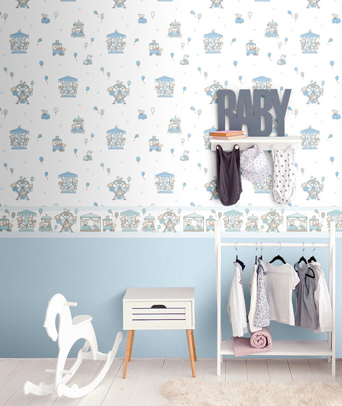 Sanders & Sanders zelfklevende behangrand dieren blauw - 500 x 17.5 cm - 640598