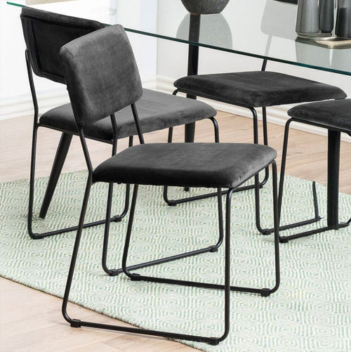 Lisomme John Eetkamerstoel Velvet Donkergrijs - Stof - Zwarte Poten - vtwonen shop