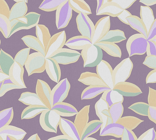 Livingwalls behang bloemmotief , oranje, groen, wit en goud - 53 cm x 10.05 m - AS-389082 - vtwonen shop