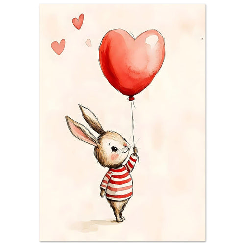 Artfulprints  Konijn met hartjesballon   poster A4 21x29.7 cm - vtwonen shop