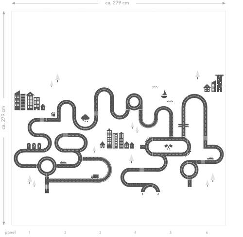 ESTAhome fotobehang getekende straat zwart wit - 279 x 279 cm - 159099 - vtwonen shop