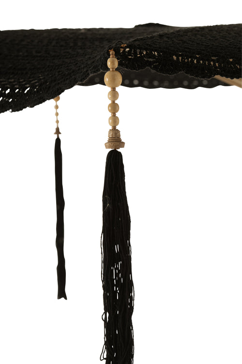 J-Line parasol Kwast - katoen - hout - zwart - large