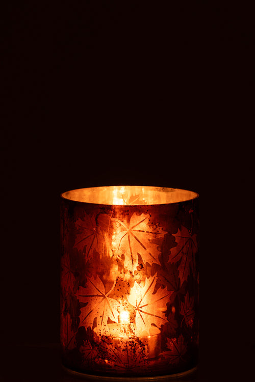 J-Line windlicht - glas - roestbruin - large