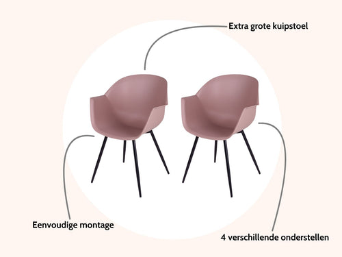 MaximaVida eetkamerstoel Cuyp XXL oudroze  conische stoelpoten- 2 stuks - vtwonen shop