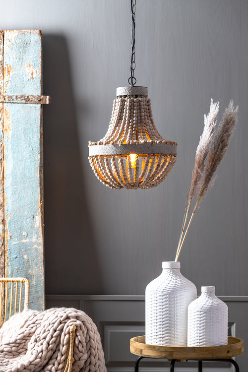 Light & Living hanglamp LUNA - Ø35.5x45cm - wit