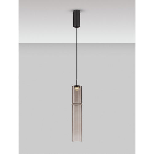 Nova Luce SANO Slanke hanglamp voor aan het plafond, matzwart, mokkabruin, LED 3W 180lm 3000K