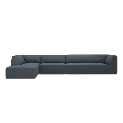 Cosmopolitan Design - Modulaire hoekbank links Siena 5-zits, ribfluwelen blauw - 180x366x69cm