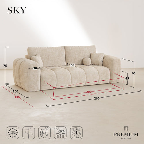 Premium Interiors - Slaapbank met opbergruimte SKY - kruisbinding vintage groen 260cm