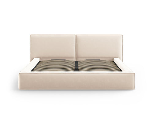 Micadoni Opbergbed met hoofdeinde Jodie 200x200cm, flueel, lichtbeige - 228x251x108cm