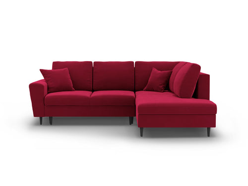 Cosmopolitan Design Converteerbare hoekbank rechts met opbergdoos Kyoto 5-zits, flueel rood - 194x243x88cm